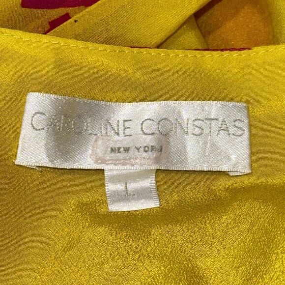 Caroline Constas Liv Maxi Dress High Low Silk Large Yellow/Pink - Picture 14 of 15